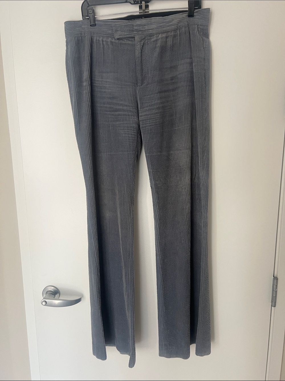 Zara Charcoal Ribbed Wide-Leg Trousers